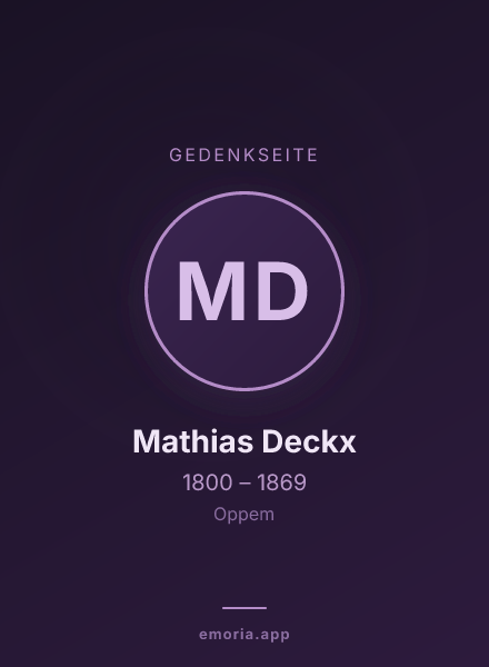 Gedenkportrait von Mathias Deckx