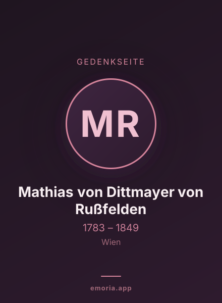 Gedenkportrait von Mathias von Dittmayer von Rußfelden