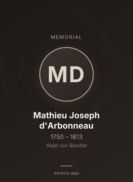 Memorial portrait of Mathieu Joseph d'Arbonneau
