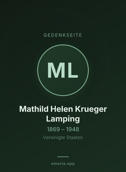 Gedenkportrait von Mathild Helen Krueger Lamping