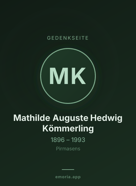 Gedenkportrait von Mathilde Auguste Hedwig Kömmerling