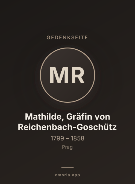 Gedenkportrait von Mathilde, Gräfin von Reichenbach-Goschütz