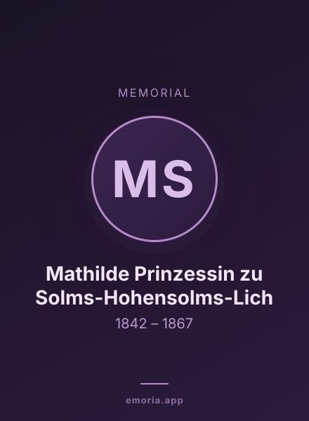 Memorial portrait of Mathilde Prinzessin zu Solms-Hohensolms-Lich