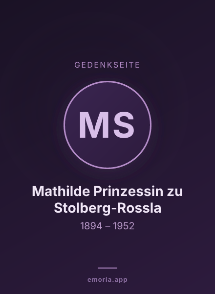 Gedenkportrait von Mathilde Prinzessin zu Stolberg-Rossla