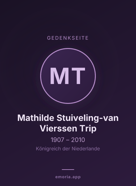 Gedenkportrait von Mathilde Stuiveling-van Vierssen Trip
