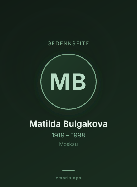 Gedenkportrait von Matilda Bulgakova