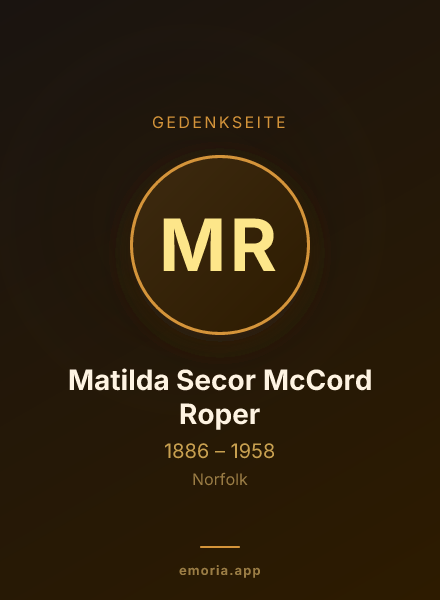 Gedenkportrait von Matilda Secor McCord Roper