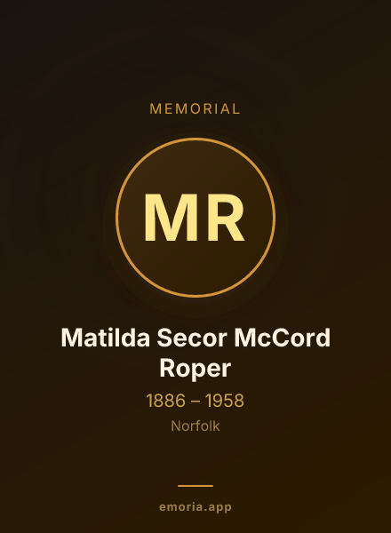Memorial portrait of Matilda Secor McCord Roper