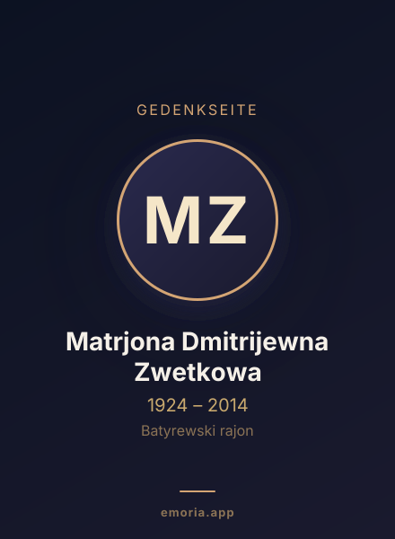 Gedenkportrait von Matrjona Dmitrijewna Zwetkowa