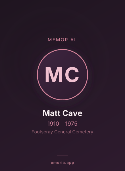 Memorial portrait of Matt Cave