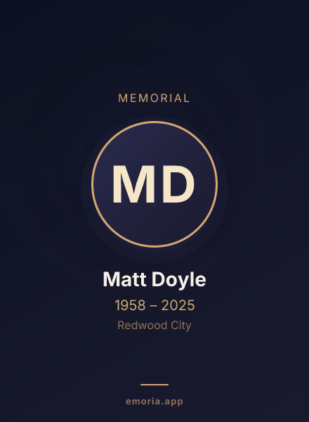 Memorial portrait of Matt Doyle