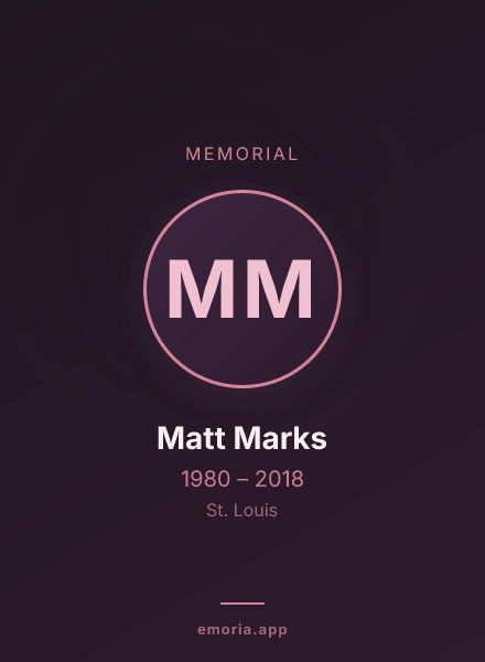 Memorial portrait of Matt Marks