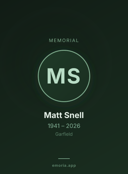 Memorial portrait of Matt Snell