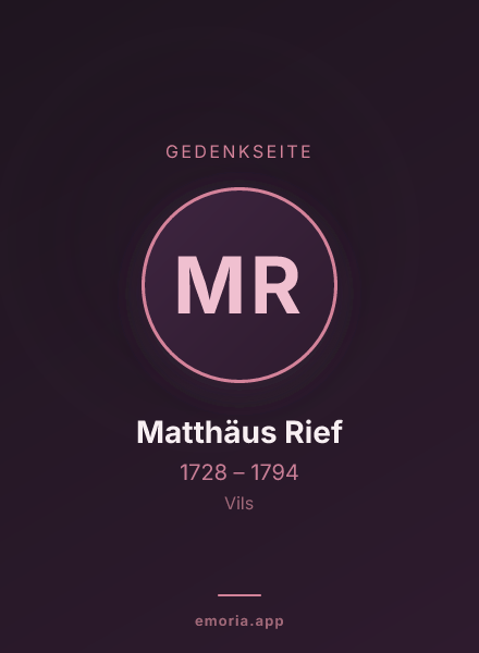 Gedenkportrait von Matthäus Rief