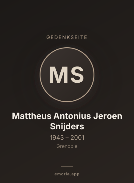 Gedenkportrait von Mattheus Antonius Jeroen Snijders