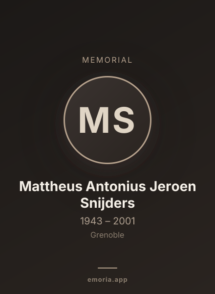 Memorial portrait of Mattheus Antonius Jeroen Snijders