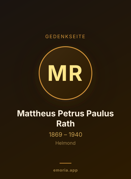 Gedenkportrait von Mattheus Petrus Paulus Rath