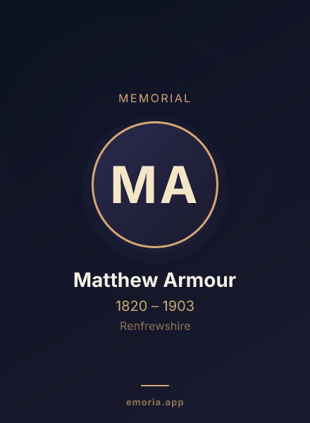 Memorial portrait of Matthew Armour