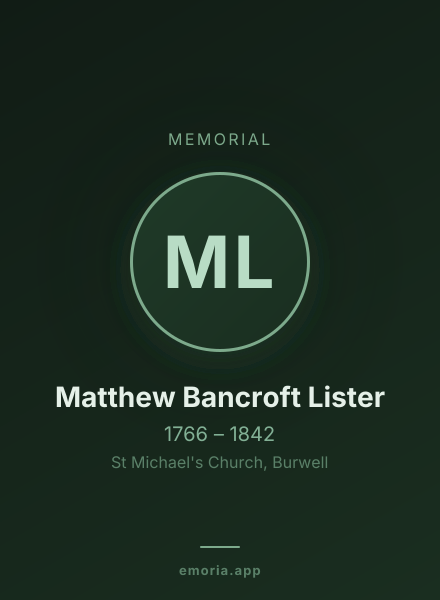 Memorial portrait of Matthew Bancroft Lister