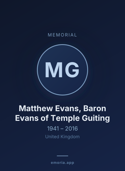 Memorial portrait of Matthew Evans, Baron Evans of Temple Guiting