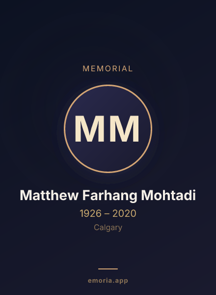 Memorial portrait of Matthew Farhang Mohtadi