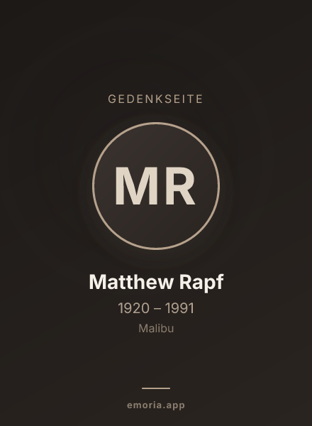 Gedenkportrait von Matthew Rapf