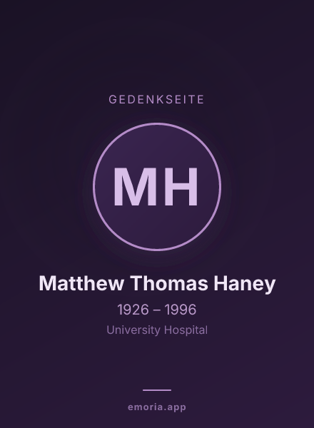 Gedenkportrait von Matthew Thomas Haney