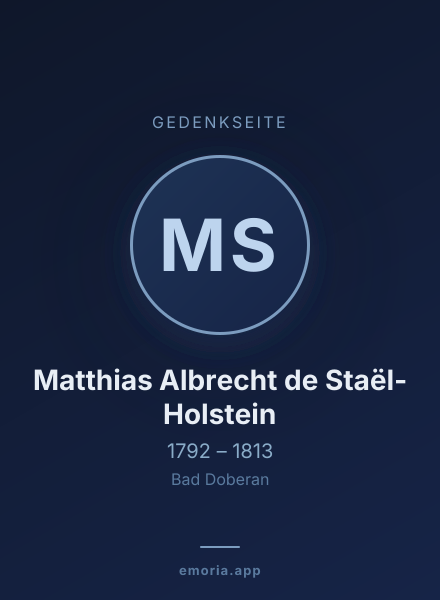 Gedenkportrait von Matthias Albrecht de Staël-Holstein