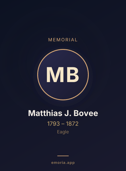 Memorial portrait of Matthias J. Bovee