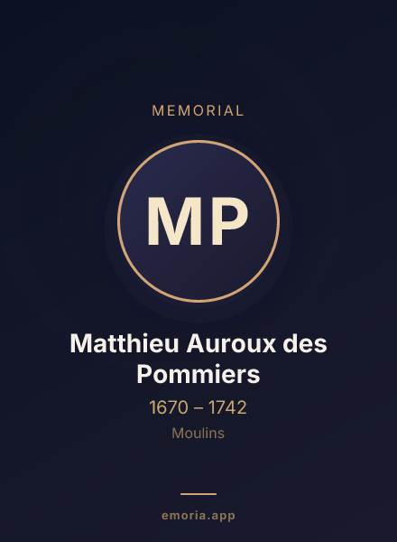 Memorial portrait of Matthieu Auroux des Pommiers