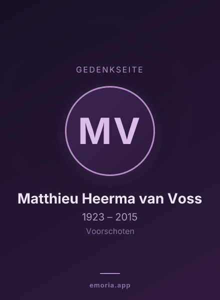 Gedenkportrait von Matthieu Heerma van Voss