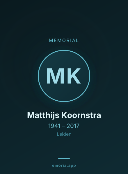 Memorial portrait of Matthijs Koornstra