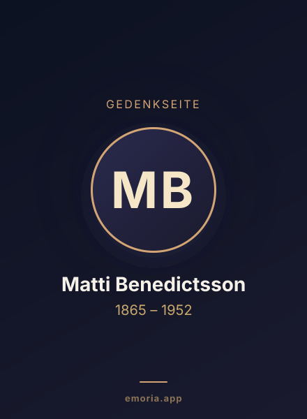 Gedenkportrait von Matti Benedictsson
