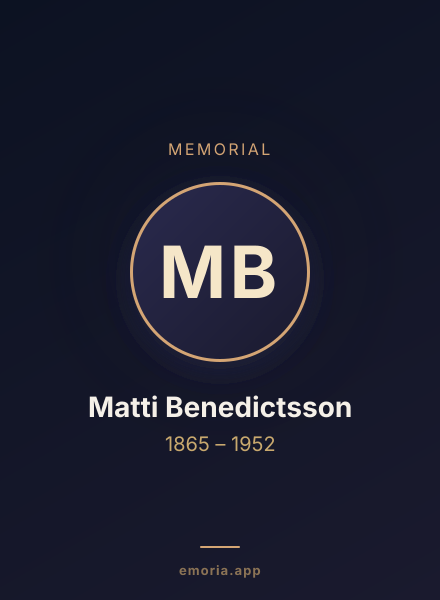 Memorial portrait of Matti Benedictsson
