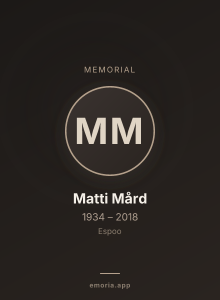 Memorial portrait of Matti Mård