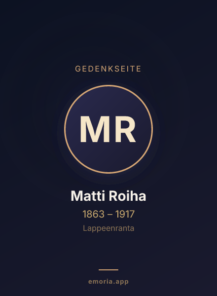 Gedenkportrait von Matti Roiha