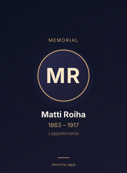 Memorial portrait of Matti Roiha