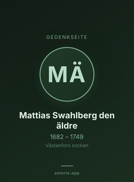 Gedenkportrait von Mattias Swahlberg den äldre