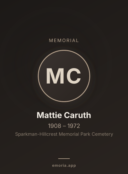 Memorial portrait of Mattie Caruth