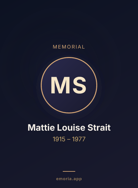 Memorial portrait of Mattie Louise Strait