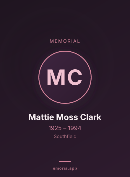 Memorial portrait of Mattie Moss Clark
