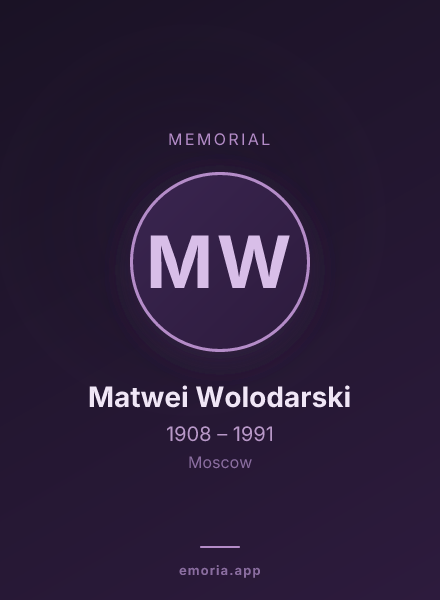 Memorial portrait of Matwei Wolodarski