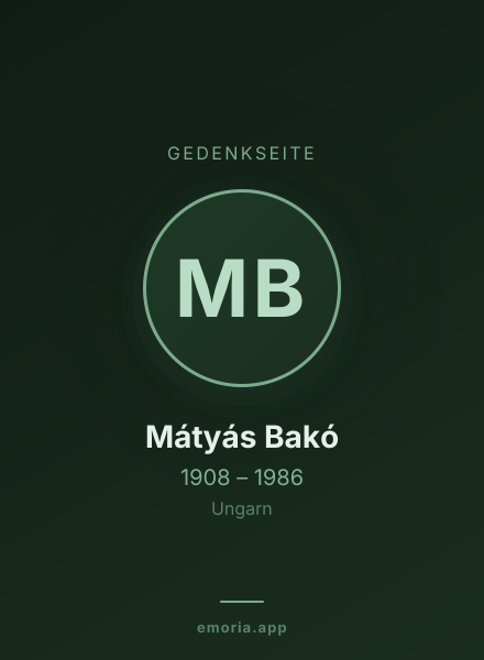 Gedenkportrait von Mátyás Bakó
