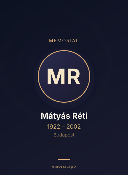 Memorial portrait of Mátyás Réti