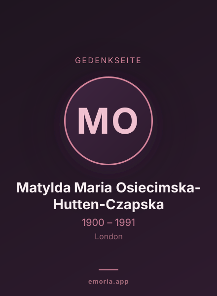 Gedenkportrait von Matylda Maria Osiecimska-Hutten-Czapska