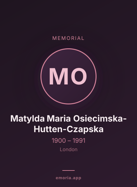 Memorial portrait of Matylda Maria Osiecimska-Hutten-Czapska