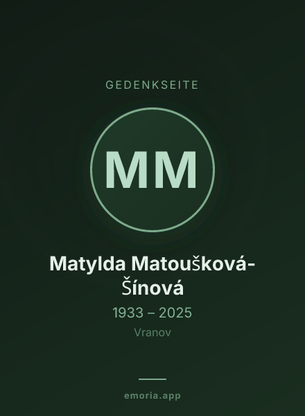 Gedenkportrait von Matylda Matoušková-Šínová