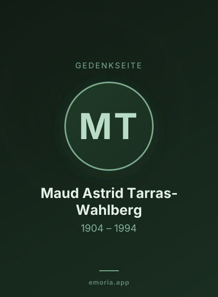 Gedenkportrait von Maud Astrid Tarras-Wahlberg
