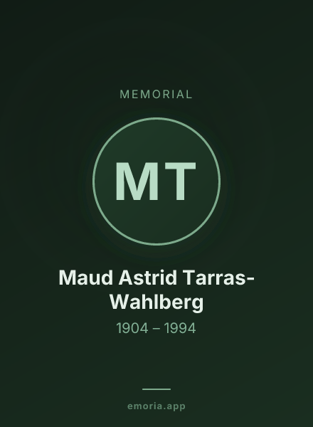 Memorial portrait of Maud Astrid Tarras-Wahlberg
