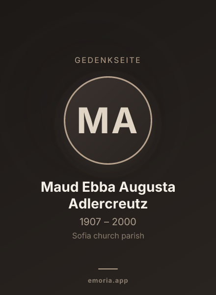 Gedenkportrait von Maud Ebba Augusta Adlercreutz